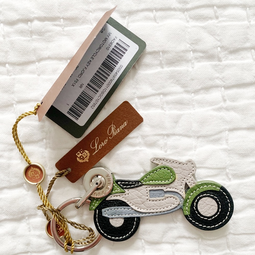 Lori Piana Leather Motorcycle Keychain, NWT